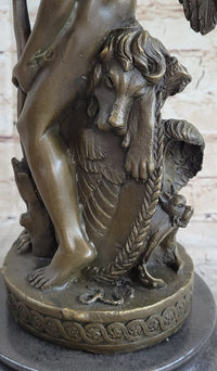 Ipos Fallen Angel w/ Lion Pelt Hot Cast Bronze Sculpture