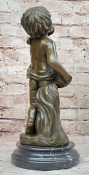 Hot Cast Bronze Young Boy Cherub Angel Sculpture by Moreau