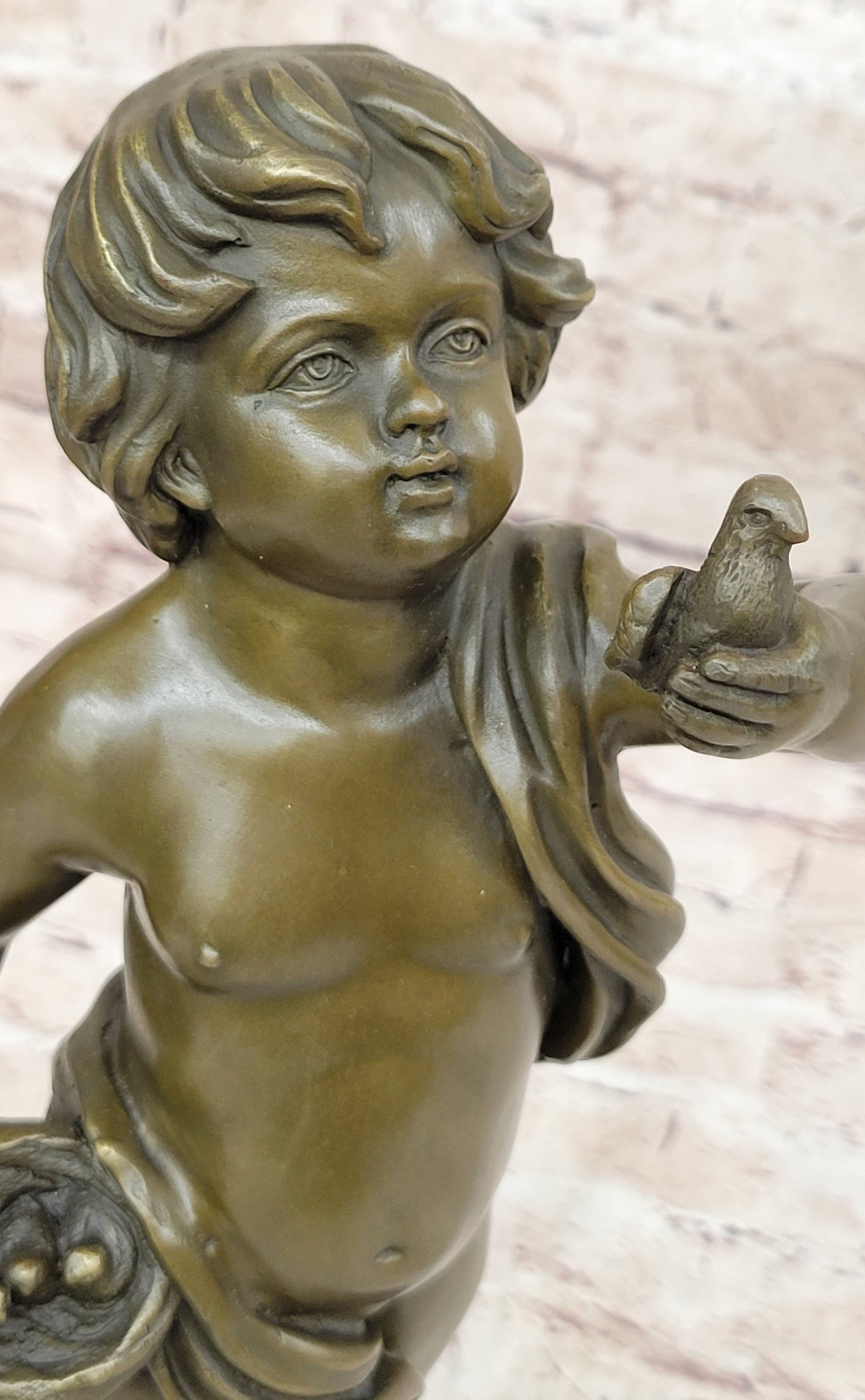 Hot Cast Bronze Young Boy Cherub Angel Sculpture by Moreau
