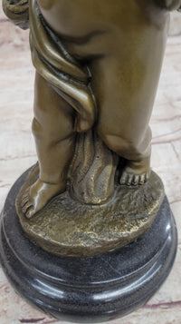Hot Cast Bronze Young Boy Cherub Angel Sculpture by Moreau