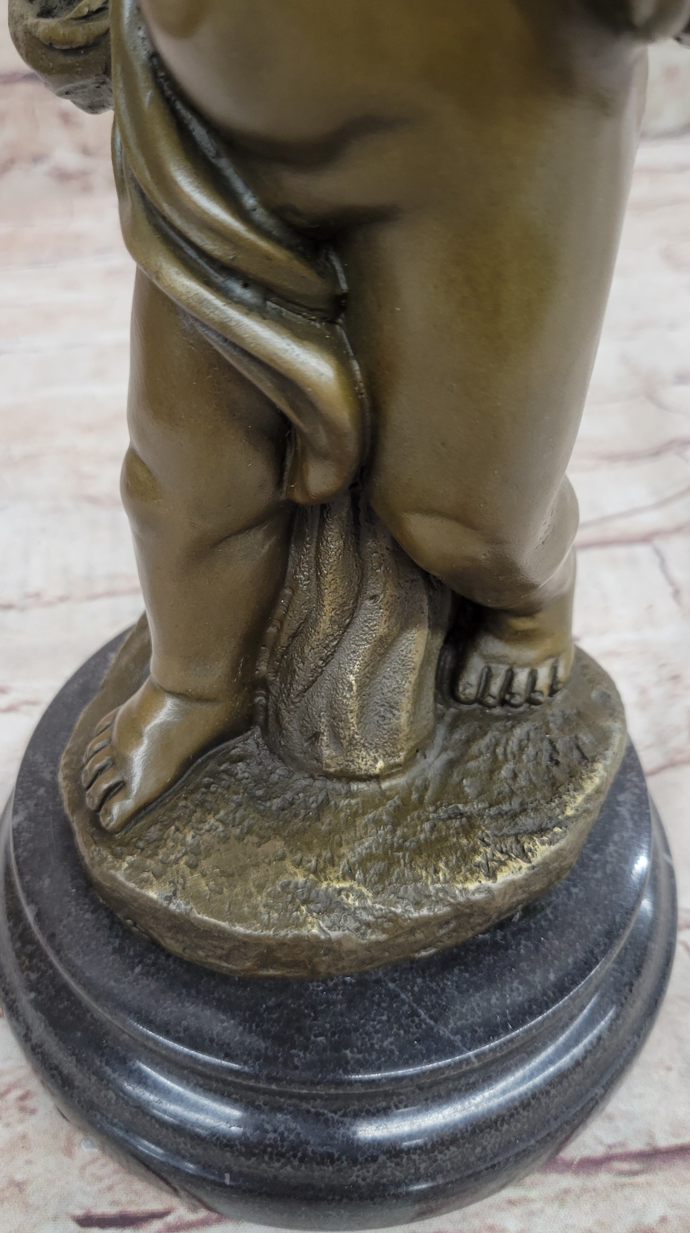 Hot Cast Bronze Young Boy Cherub Angel Sculpture by Moreau
