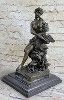 Signed Milo Leda and the Swan Greek Mythology Bronze Sculpture