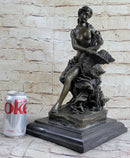 Signed Milo Leda and the Swan Greek Mythology Bronze Sculpture