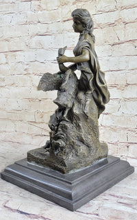Signed Milo Leda and the Swan Greek Mythology Bronze Sculpture