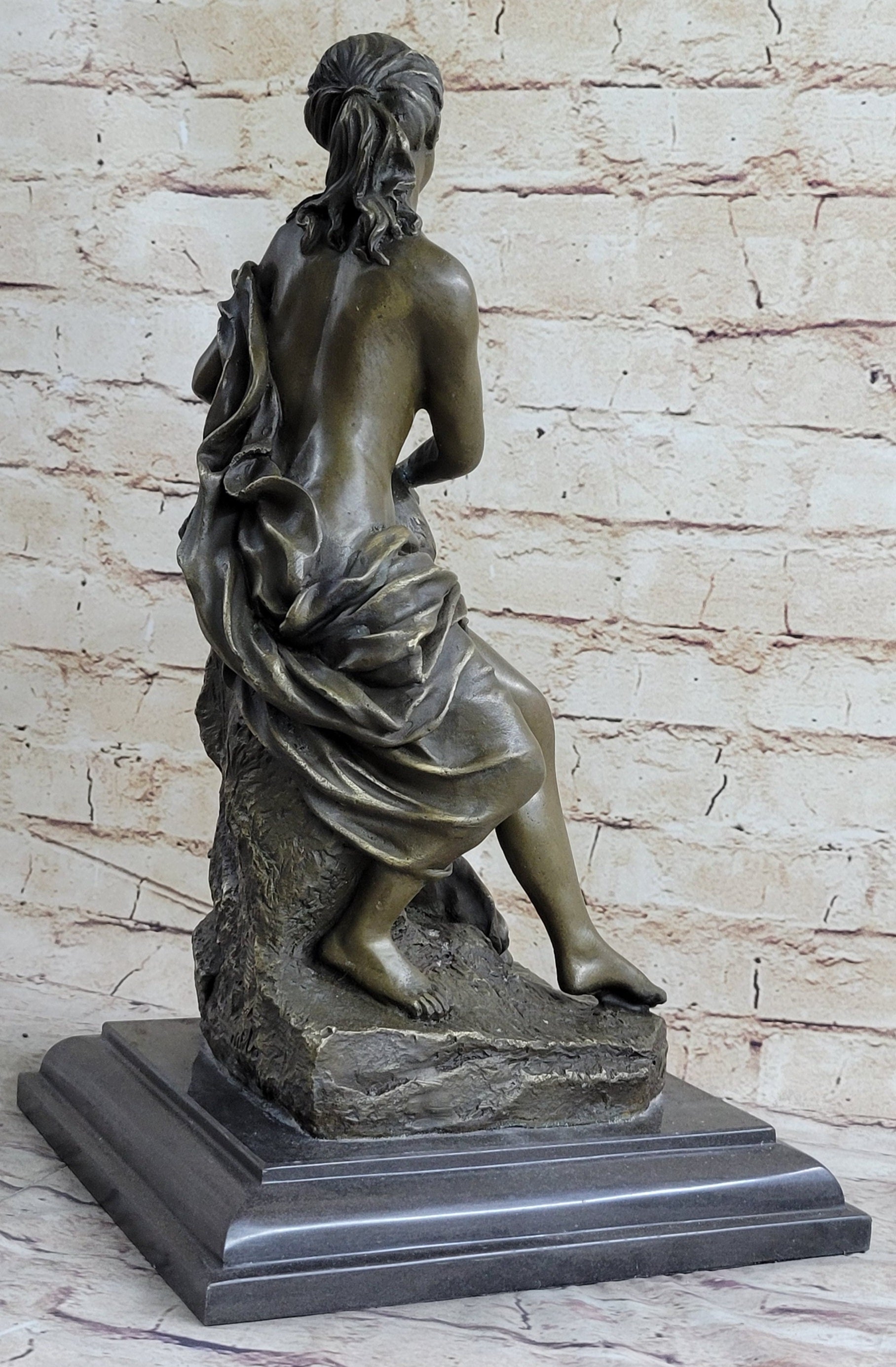 Signed Milo Leda and the Swan Greek Mythology Bronze Sculpture