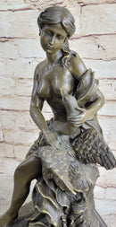Signed Milo Leda and the Swan Greek Mythology Bronze Sculpture
