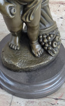 Angelic Young Boy Holding Apple Bronze Sculpture 14" x 6"