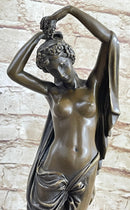 Nude Woman Nymph with Cherub Bronze Sculpture Figure Moreau 15" x 6"