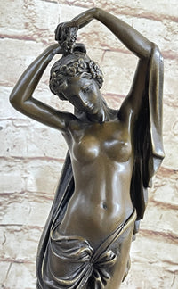 Nude Woman Nymph with Cherub Bronze Sculpture Figure Moreau 15" x 6"