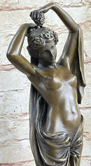 Nude Woman Nymph with Cherub Bronze Sculpture Figure Moreau 15" x 6"