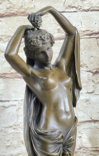 Nude Woman Nymph with Cherub Bronze Sculpture Figure Moreau 15" x 6"