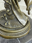 Nude Woman Nymph with Cherub Bronze Sculpture Figure Moreau 15" x 6"