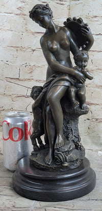 Milo Beautiful nude Mother with Children Bronze Sculpture Marble