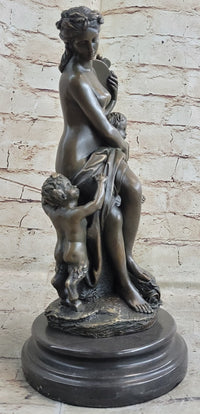 Milo Beautiful nude Mother with Children Bronze Sculpture Marble