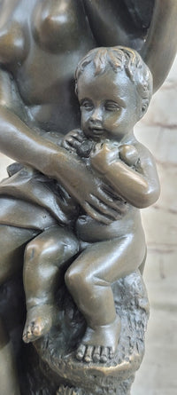 Milo Beautiful nude Mother with Children Bronze Sculpture Marble