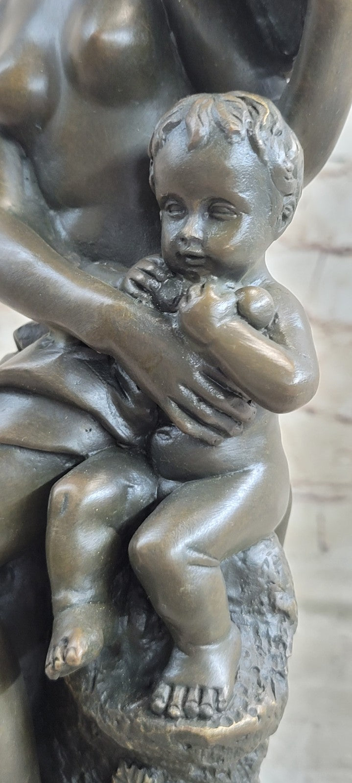 Milo Beautiful nude Mother with Children Bronze Sculpture Marble