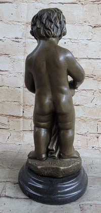 Angelic Young Child Pouring Water Bronze Sculpture 13" X 6"