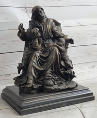 Jesus Christ with Children Bronze Sculpture on Marble Base