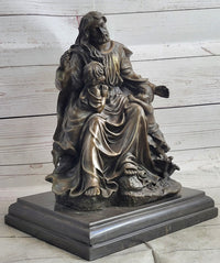 Jesus Christ with Children Bronze Sculpture on Marble Base