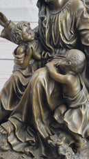 Jesus Christ with Children Bronze Sculpture on Marble Base