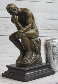 Large Rodin The Thinker Bronze Marble Sculpture Art Deco