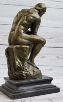 Large Rodin The Thinker Bronze Marble Sculpture Art Deco