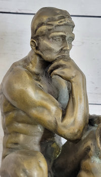 Large Rodin The Thinker Bronze Marble Sculpture Art Deco