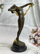 American Art Nouveau Bronze Sculpture Vine by Harriet Frishmuth