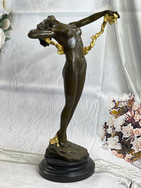 American Art Nouveau Bronze Sculpture Vine by Harriet Frishmuth