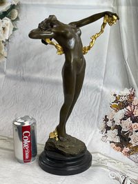 American Art Nouveau Bronze Sculpture Vine by Harriet Frishmuth