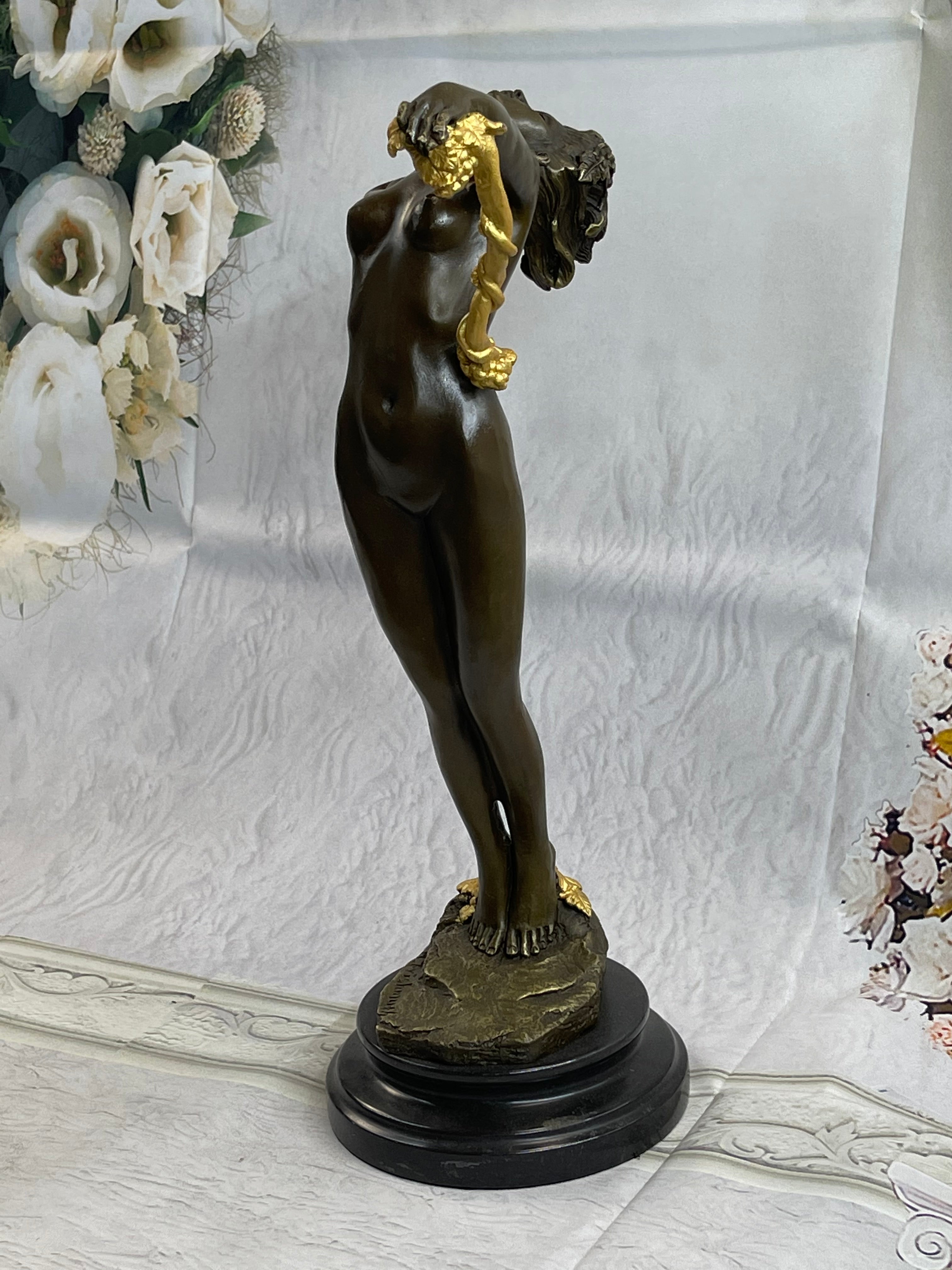 American Art Nouveau Bronze Sculpture Vine by Harriet Frishmuth