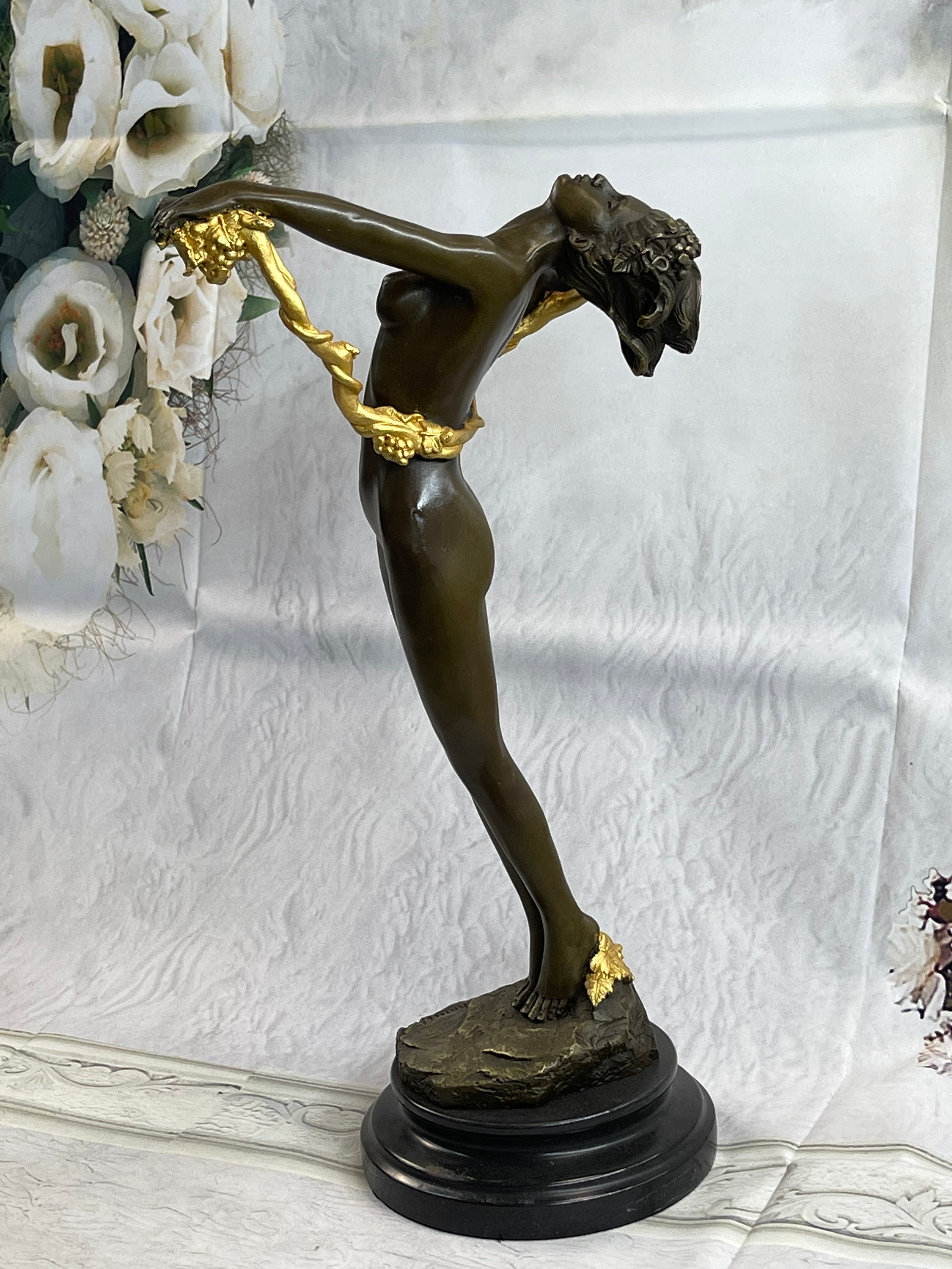 American Art Nouveau Bronze Sculpture Vine by Harriet Frishmuth