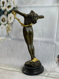American Art Nouveau Bronze Sculpture Vine by Harriet Frishmuth