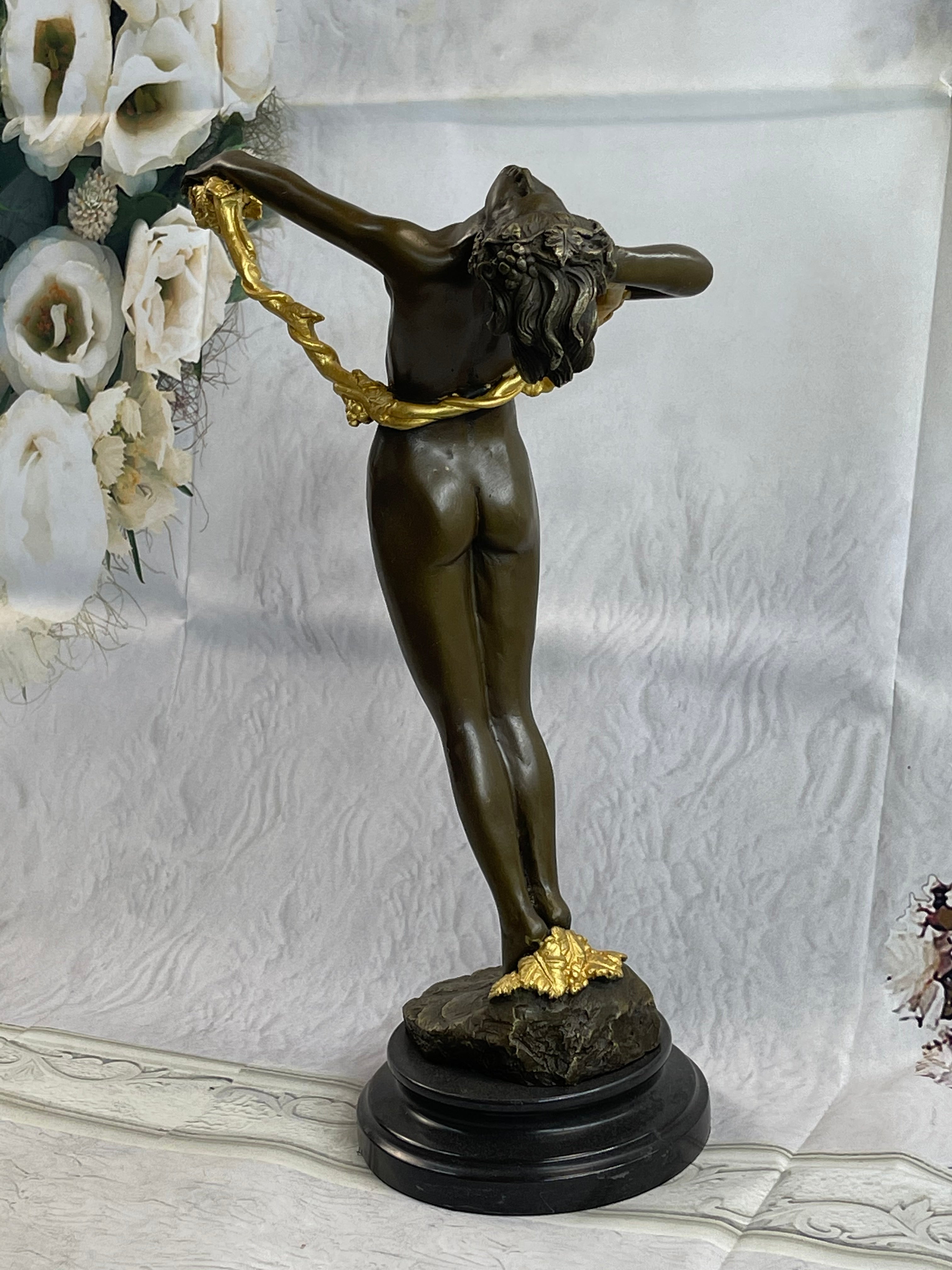 American Art Nouveau Bronze Sculpture Vine by Harriet Frishmuth