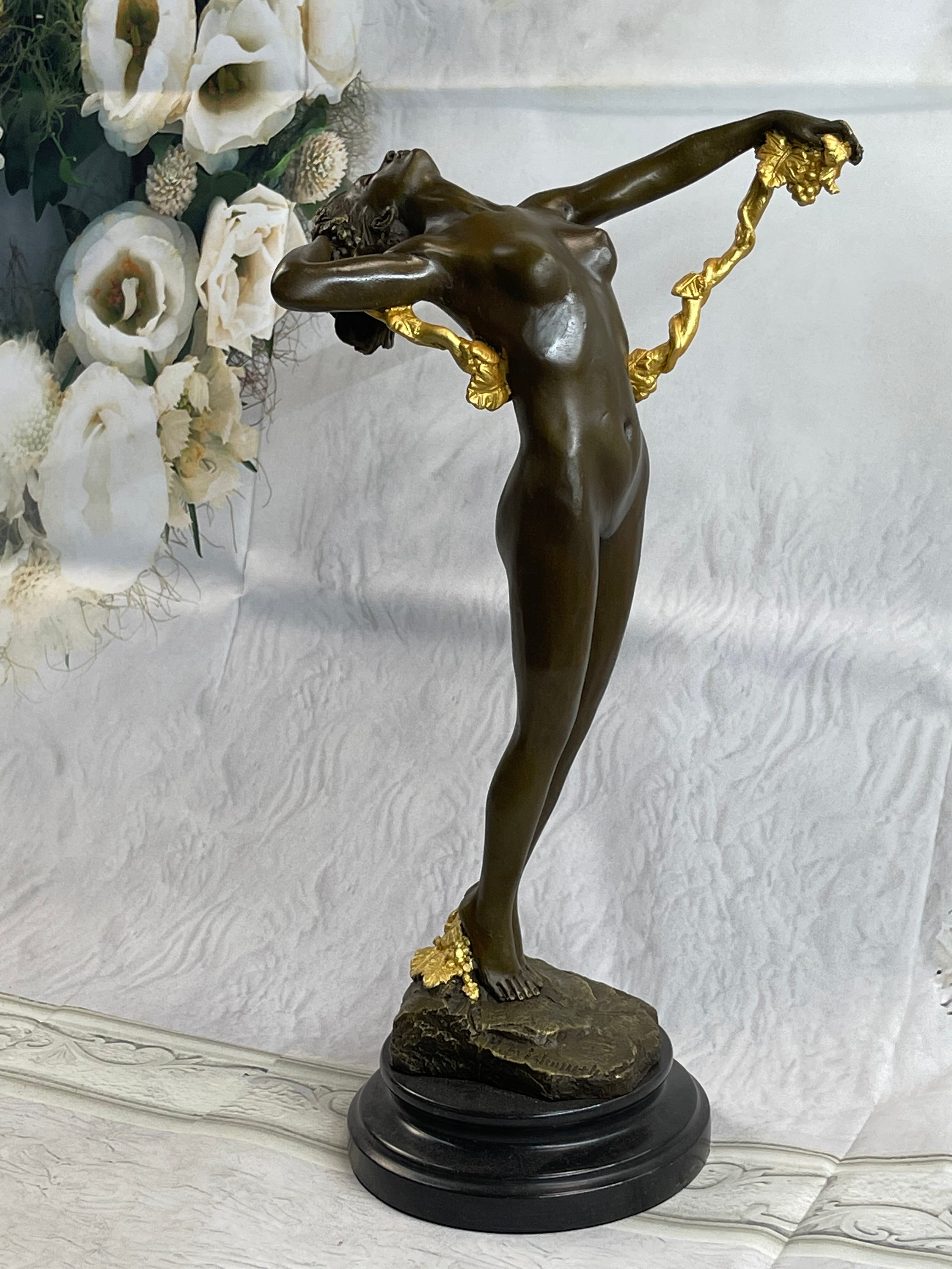 American Art Nouveau Bronze Sculpture Vine by Harriet Frishmuth