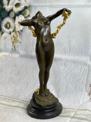 American Art Nouveau Bronze Sculpture Vine by Harriet Frishmuth