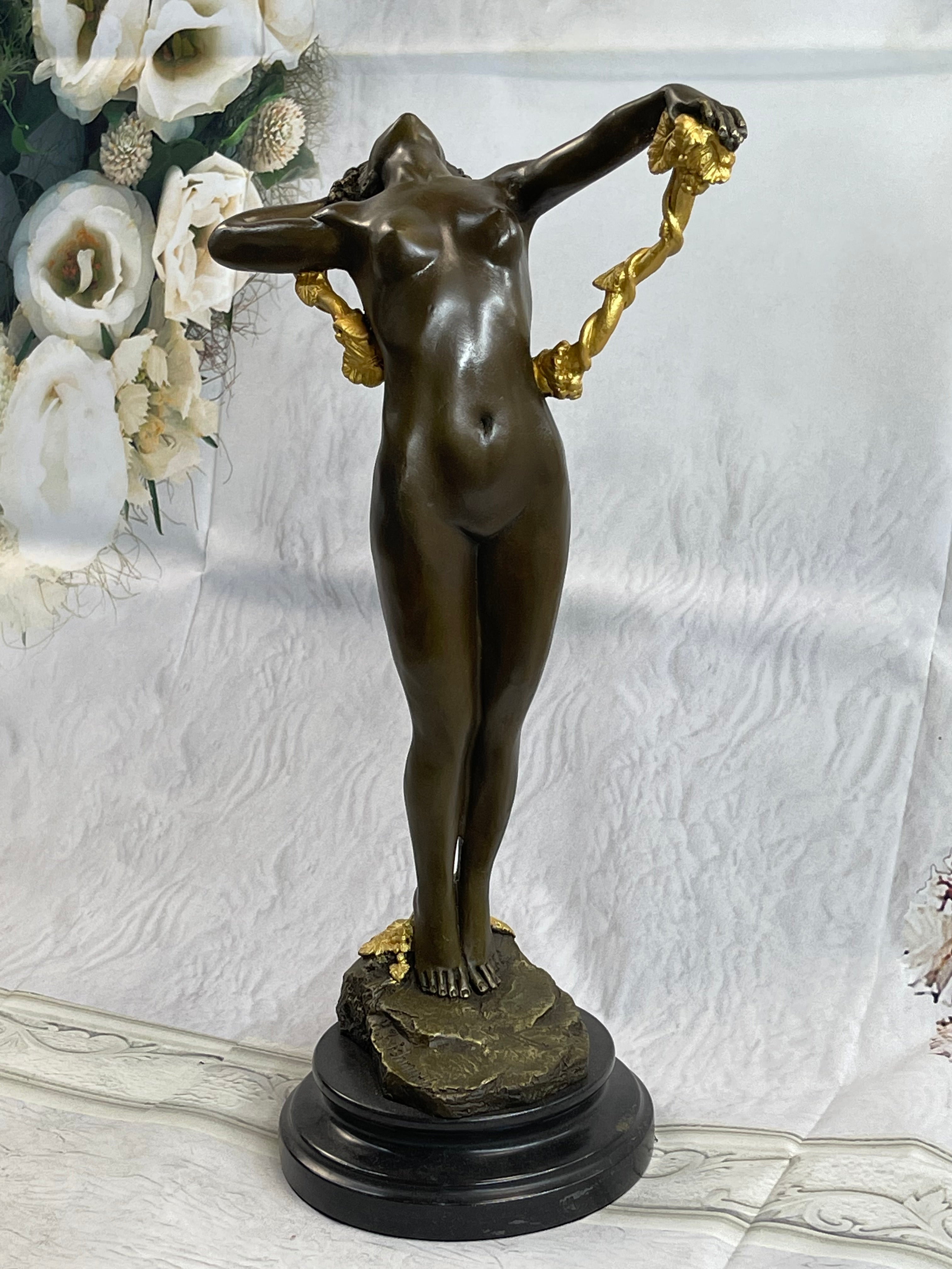American Art Nouveau Bronze Sculpture Vine by Harriet Frishmuth