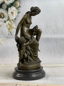 Nude Mother & Child Woman w/ Cherub Classical Bronze Statue Sculpture Figure 13" x 6"