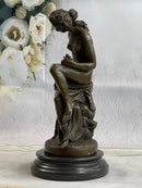 Nude Mother & Child Woman w/ Cherub Classical Bronze Statue Sculpture Figure 13" x 6"