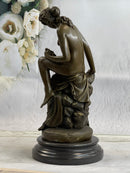 Nude Mother & Child Woman w/ Cherub Classical Bronze Statue Sculpture Figure 13" x 6"