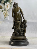 Nude Mother & Child Woman w/ Cherub Classical Bronze Statue Sculpture Figure 13" x 6"