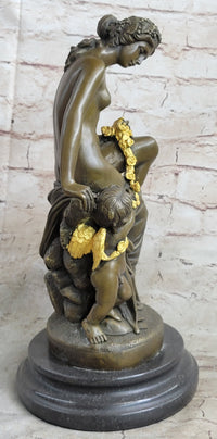 Nude Mother & Child Bronze Sculpture Classical Figural Art by Milo