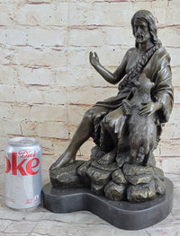Jesus Christ with Lamb Bronze Sculpture 14" x 8"