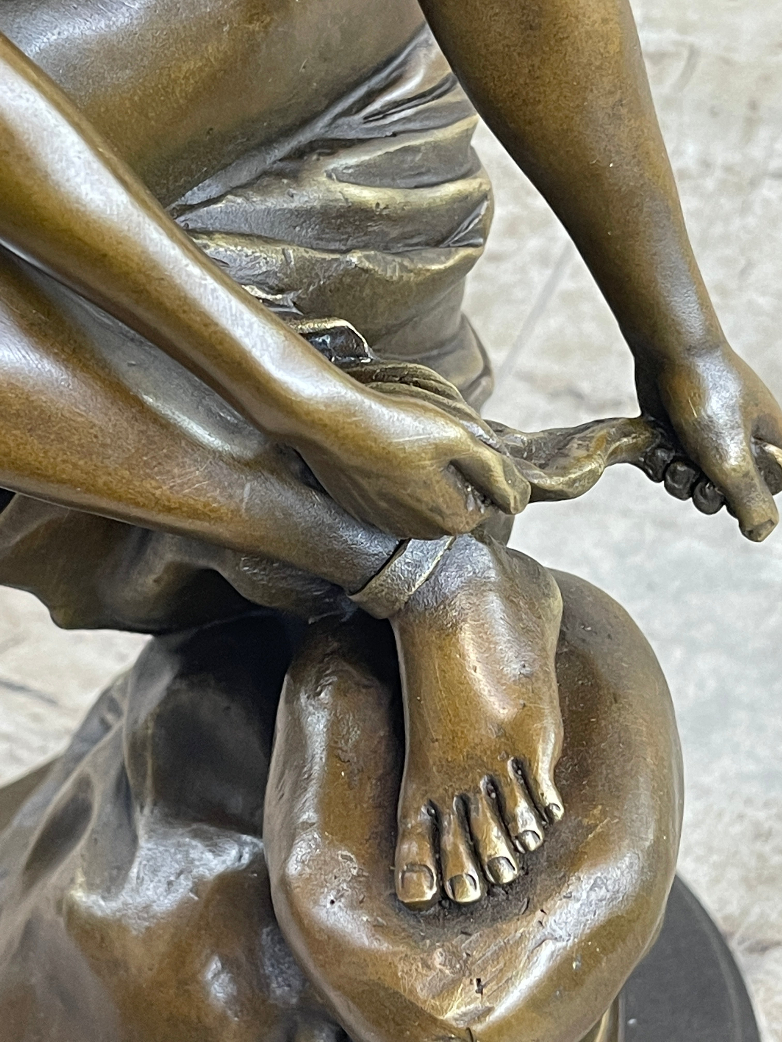 Mercury Hermes Greek Roman God Bronze Sculpture on Marble Base