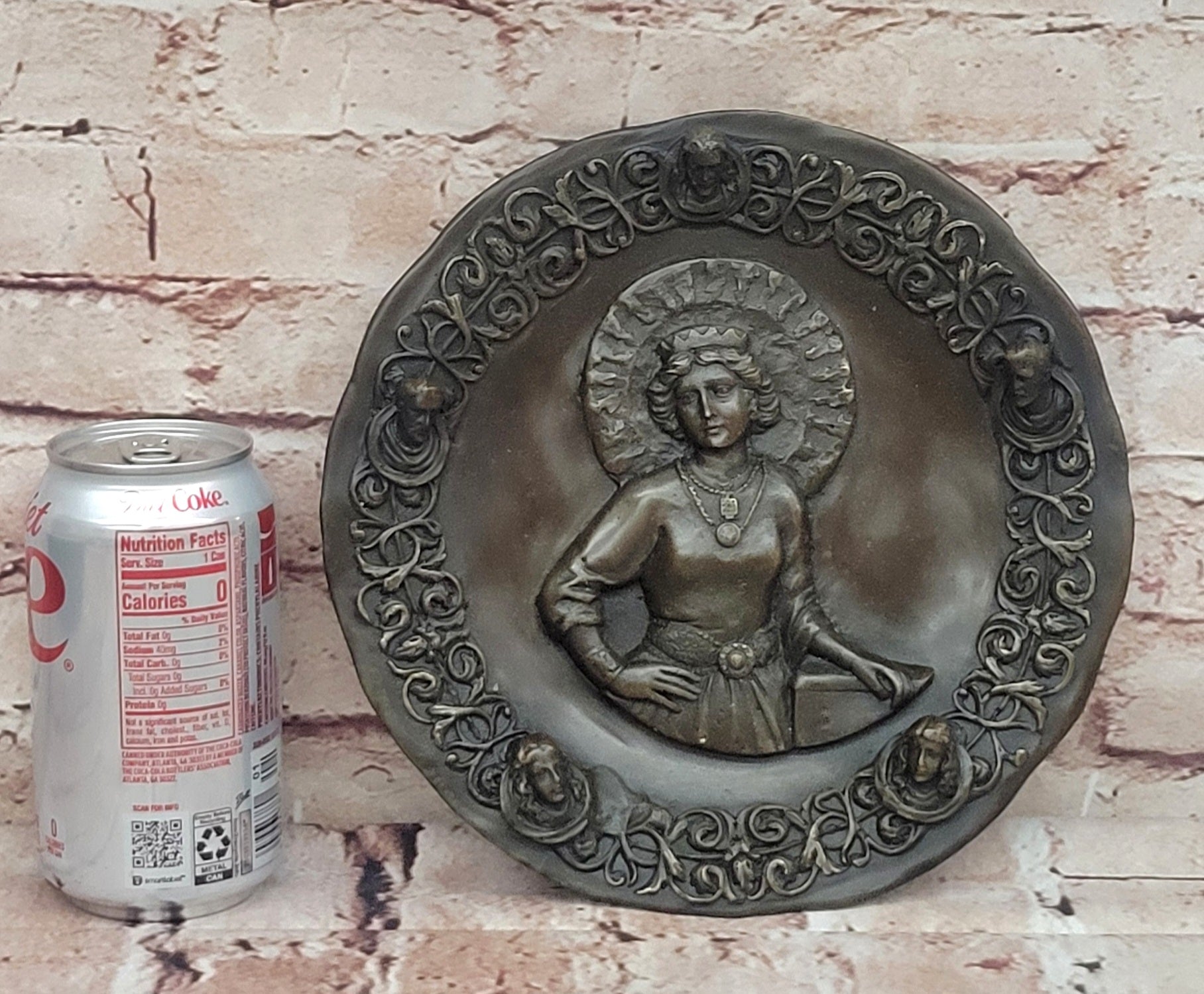 Young Queen Elizabeth II Bas Relief Bronze Sculpture
