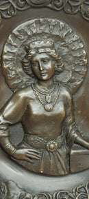 Young Queen Elizabeth II Bas Relief Bronze Sculpture