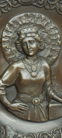Young Queen Elizabeth II Bas Relief Bronze Sculpture