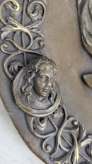 Art Nouveau Female Portrait Bronze Wall Plate Signed