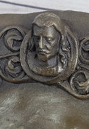 Art Nouveau Female Portrait Bronze Wall Plate Signed