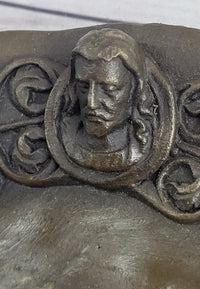 Art Nouveau Female Portrait Bronze Wall Plate Signed